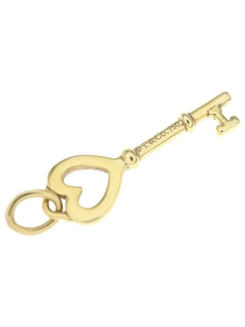 Tiffany & Co 18k Yellow Gold Heart Key Mini Pendant